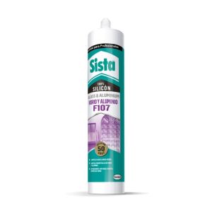 Sellador silicón F107 vidrio y aluminio cartucho 300 ml transparente Sista Henkel 2677061 (12)