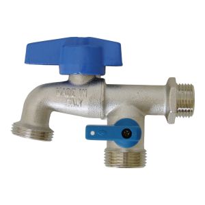 Llave de chorro dual para lavadora 1/2" NPT x 3/4" NH cromo IP-705P Coflex (10)