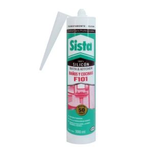 Sellador silicón F101 baños y cocinas cartucho 300 ml transparente Sista Henkel 2677066 (12)